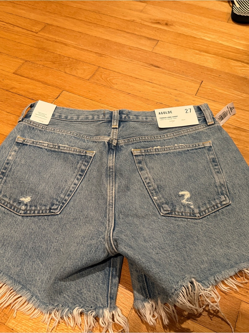 Agolde Light Blue Denim Parker Long Short - Picture 3 of 6